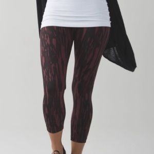 Lululemon WunderUnder Crop Leggings  Maroon Animal